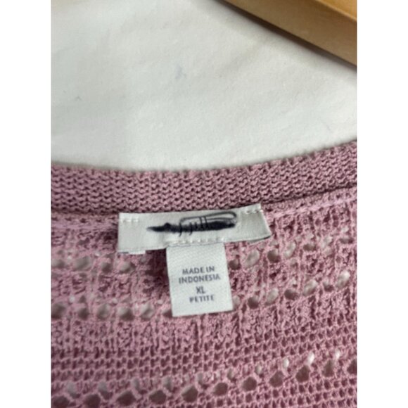 J. Jill Loose Weave Knit Open Crochet Pullover size XL P Mauve - Picture 2 of 6